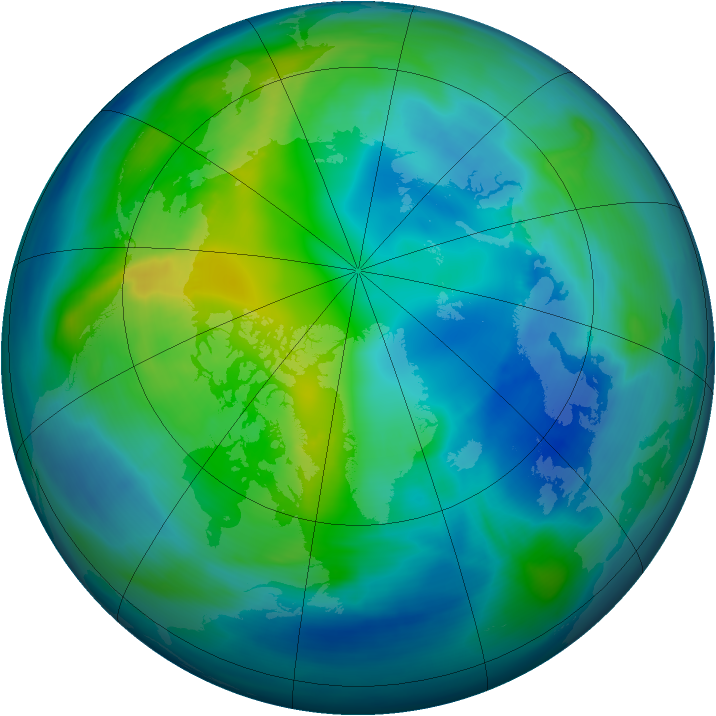Arctic ozone map for 27 October 2005